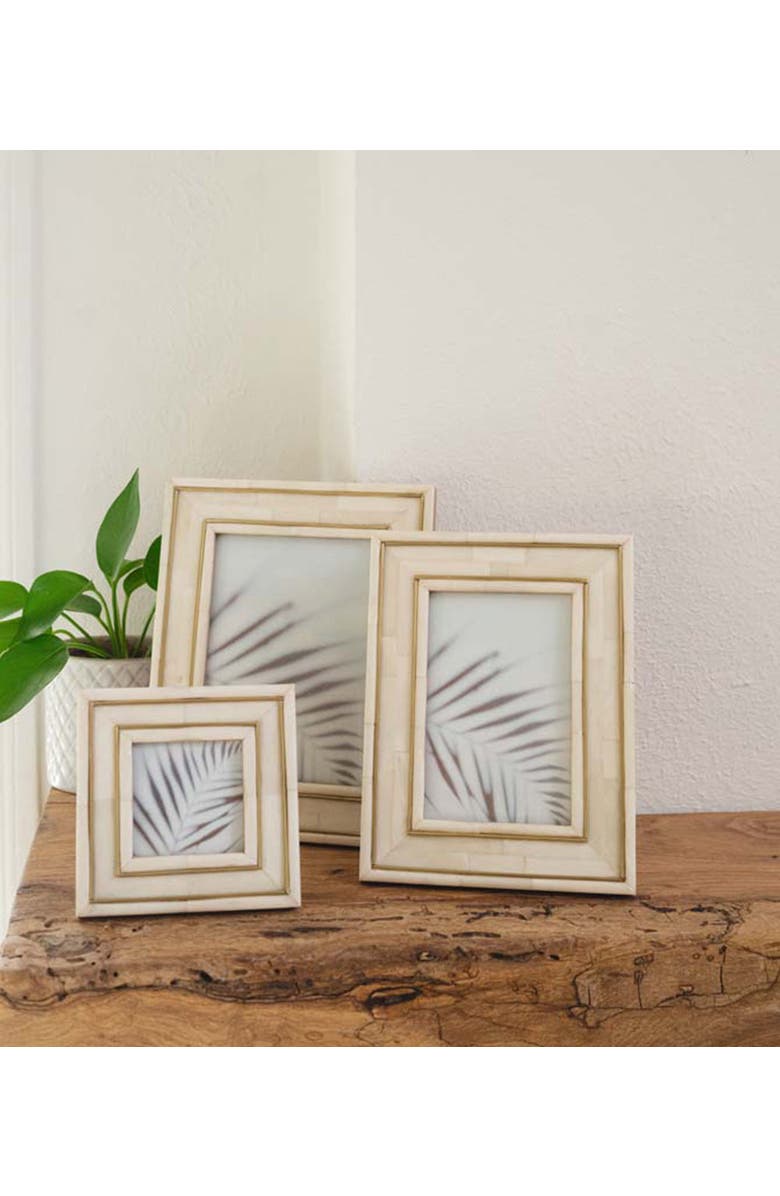 Matr Boomie Pravina Picture Frame - Carved Bone, Brass Inlay, Alternate, color, Bone - 5X7