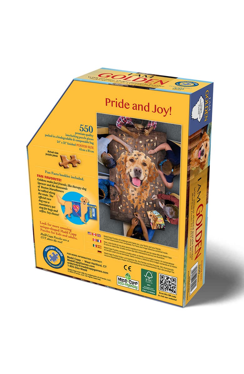 Madd Capp I Am Golden 550 Piece Puzzle Dog Shaped Animal Jigsaw, 24 X 32", Alternate, color, Multicolored