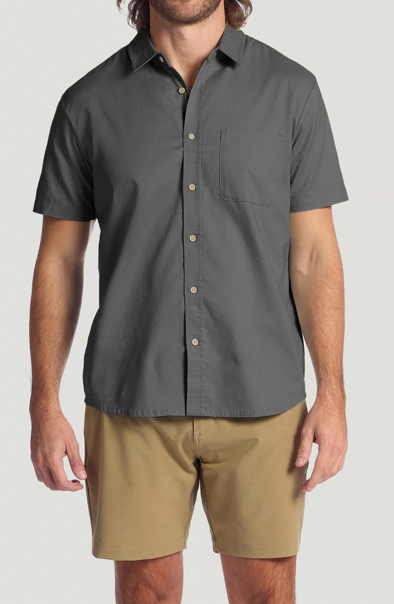 Free Fly Harbor Short Sleeve Button-Up Shirt, Main, color, Anthracite