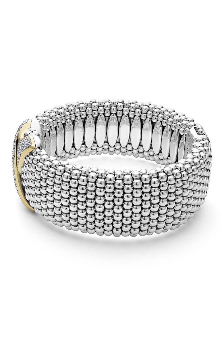 Embrace Pavé Diamond & Caviar Bracelet, Alternate, color, METALLIC