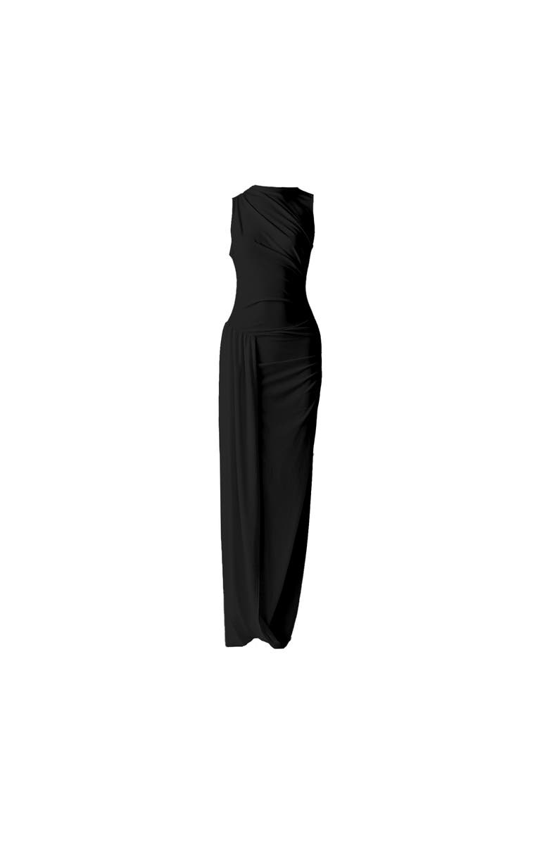 ATS Evel Draped Dress, Alternate, color, Black