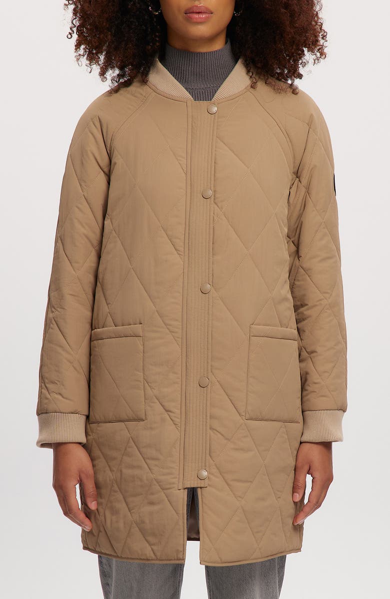 Noize Francine Long Quilted Jacket, Main, color, Sand