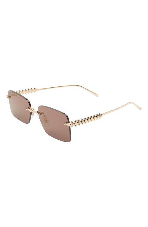 Cartier 58mm Rimless Rectangular Sunglasses In Gold/brown