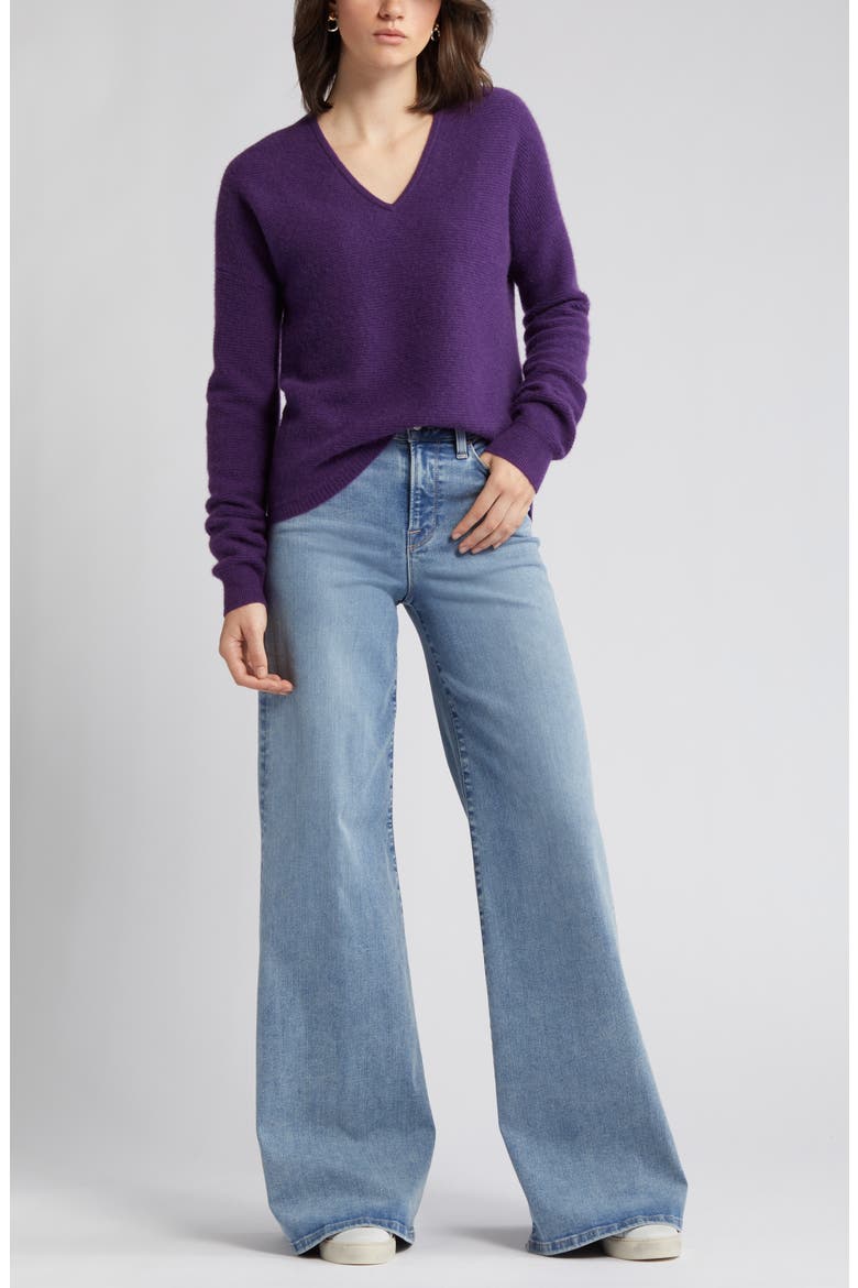 Cashmere V-Neck Sweater, Main, color, PURPLE MAJESTY