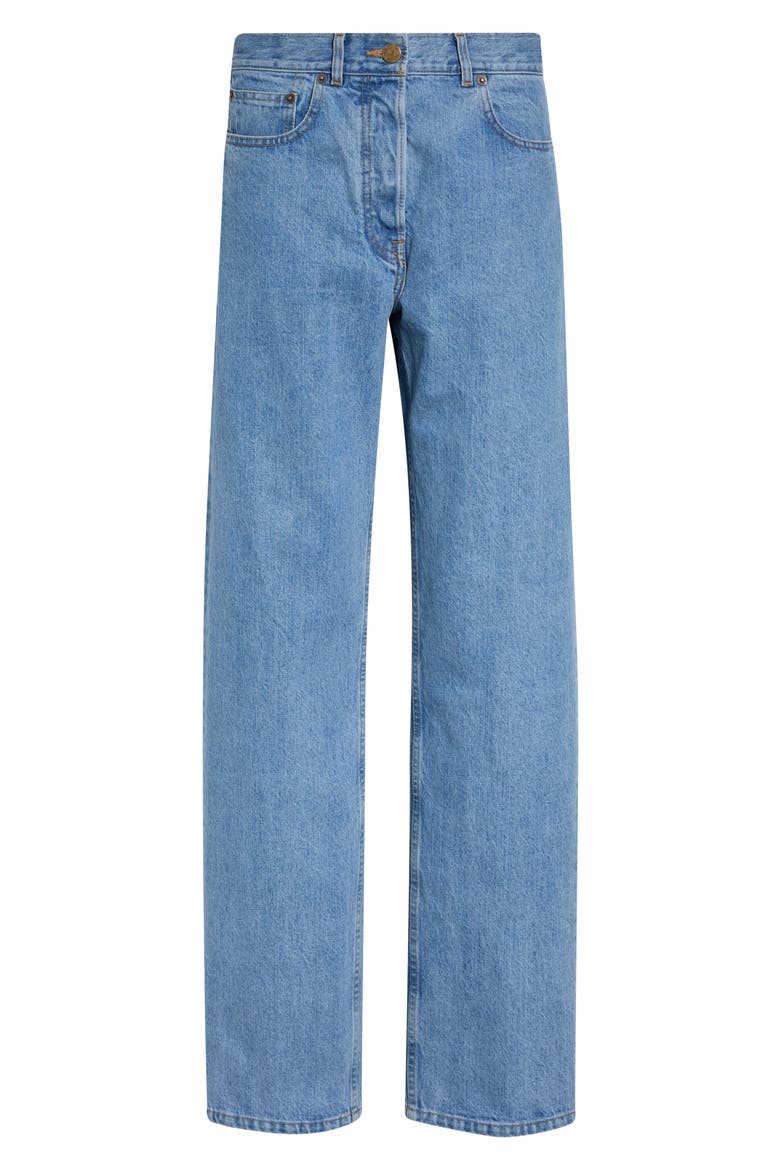 Backstrap Straight Leg Selvedge Denim Jeans, Main, color, LIGHT BLUE