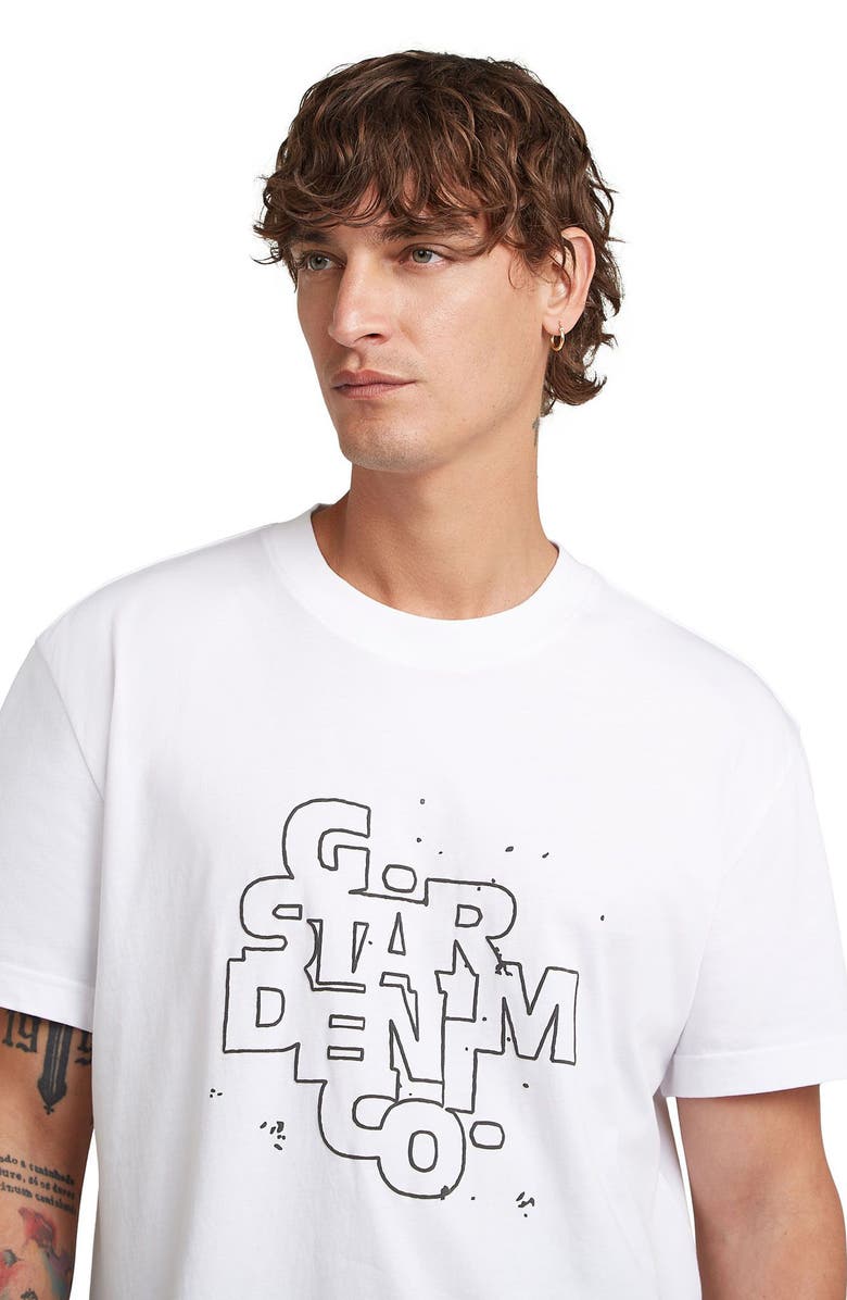 G-STAR HD Print Organic Cotton Graphic T-Shirt, Alternate, color, White
