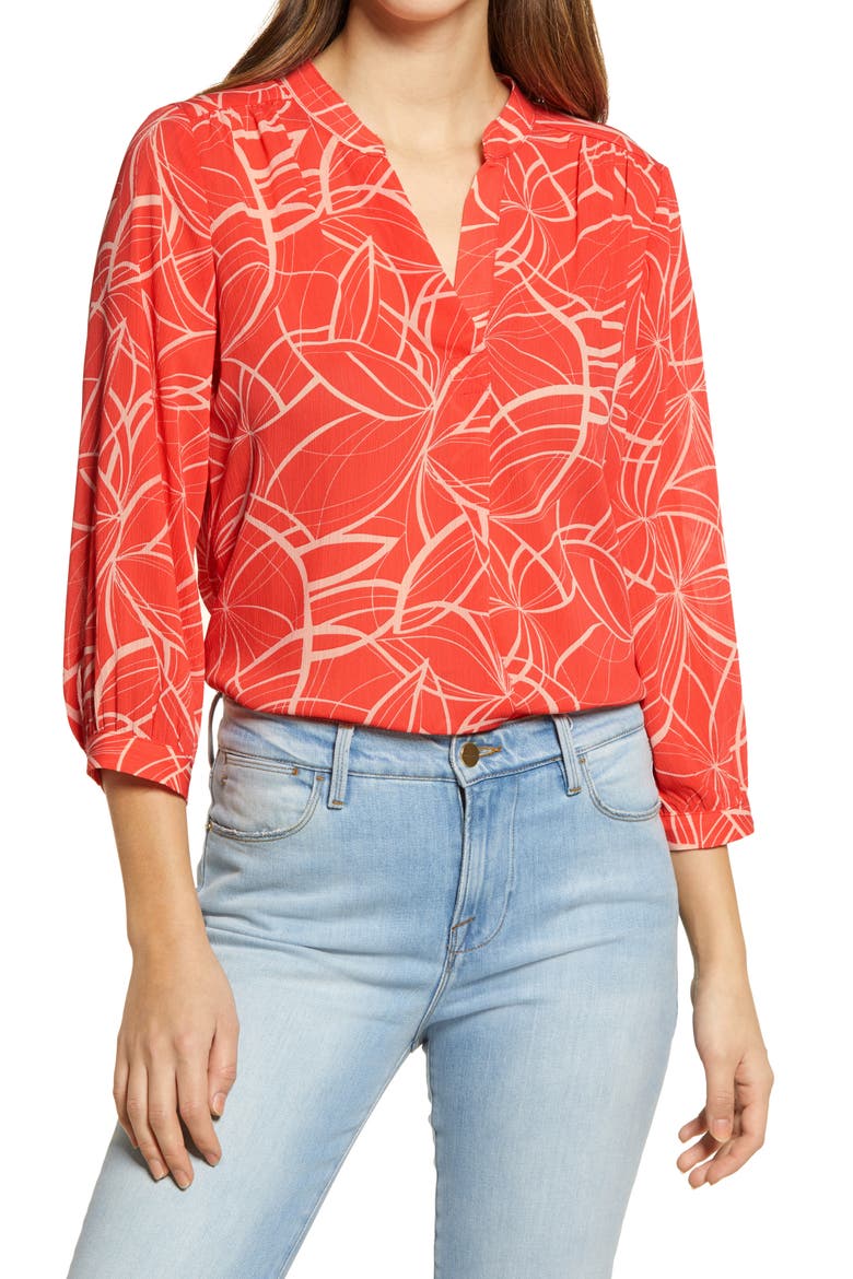 Swirl Movement Blouse, Main, color, CORAL BLAZE