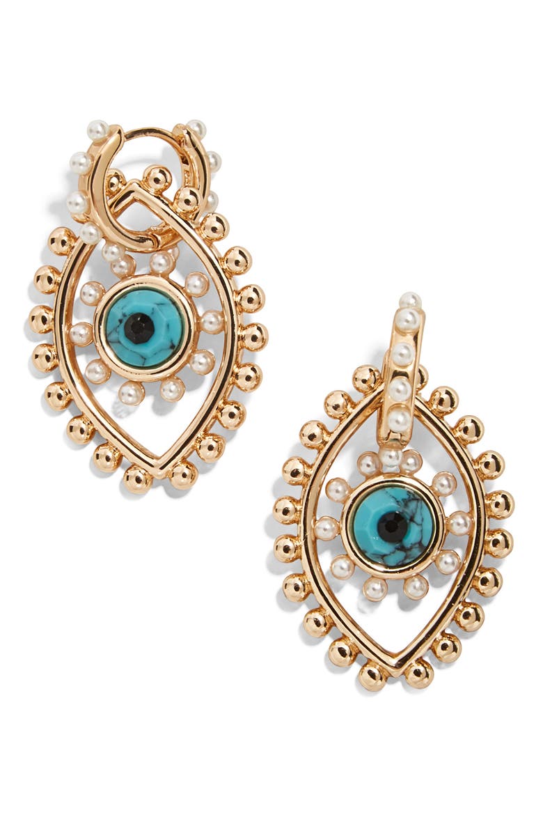 Panon Evil Eye Drop Earrings, Main, color, GOLD