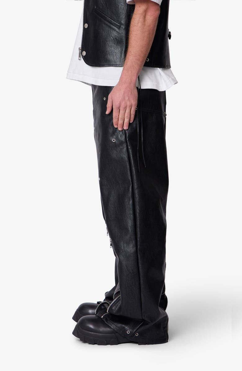 mnml Zip Hem Faux Leather Rave Pants, Alternate, color, Black