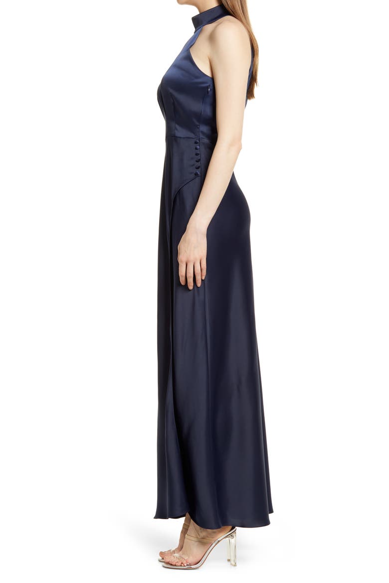 Cora Mock Neck Slit Front Maxi Dress, Alternate, color, INK