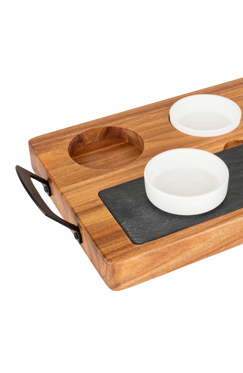 Viking 7-Piece Acacia Wood Slate Cheese Board Set, Alternate, color, Muilticolor