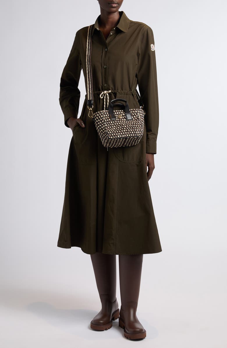 Moncler Long Sleeve Poplin Shirtdress, Alternate, color, Green