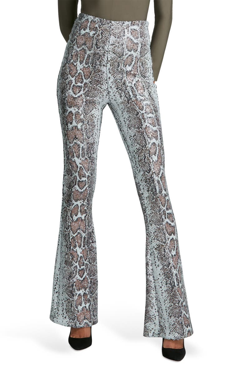 Commando Sequin Animal Flare Leggings, Main, color, Copper Snake