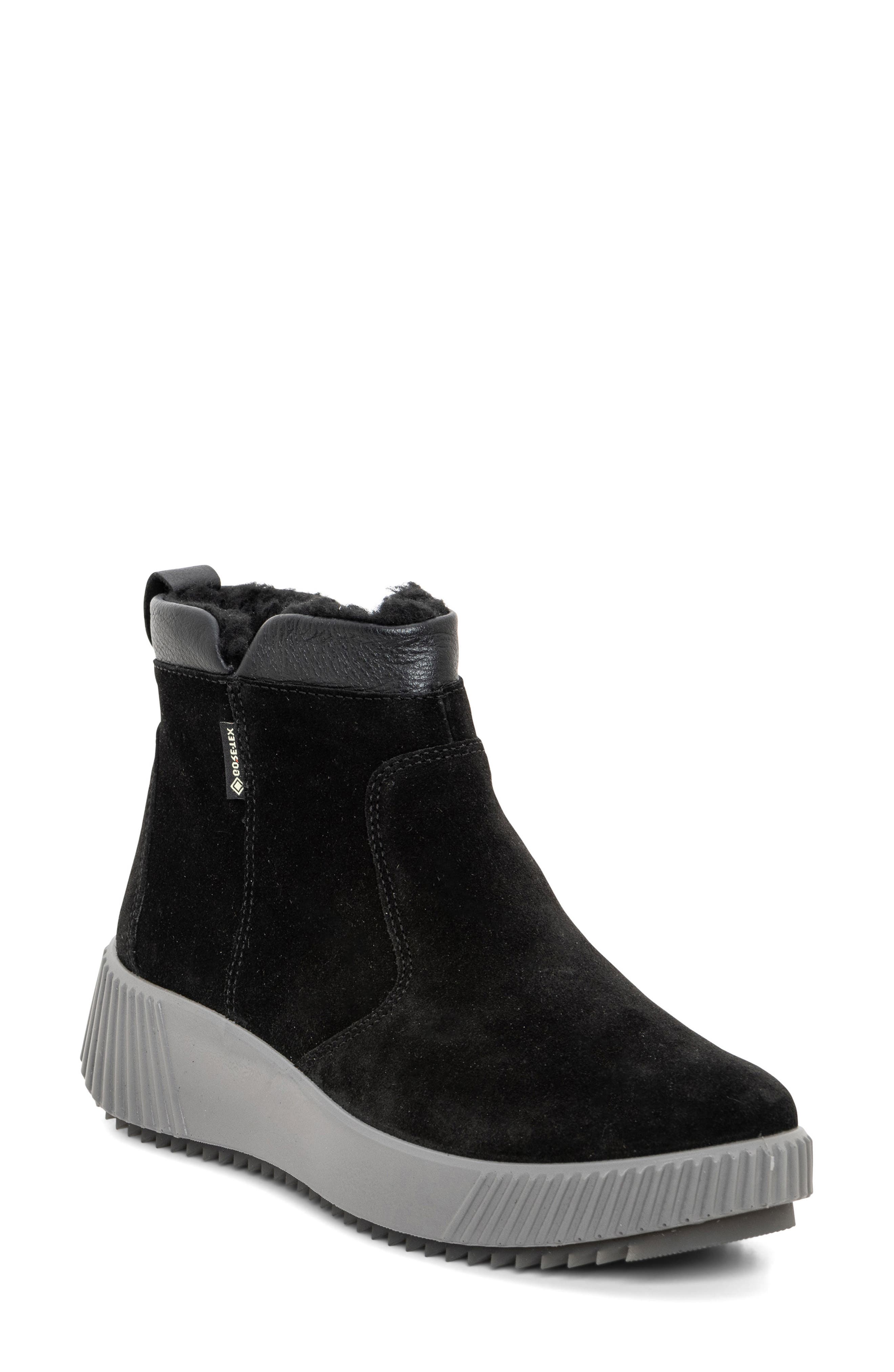 ara Dahlia Waterproof Faux Fur Lined Sneaker, Main, color, Black