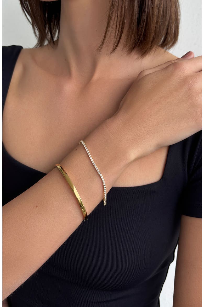 Set of 2 Cuff & Tennis Bracelets, Alternate, color, GOLD