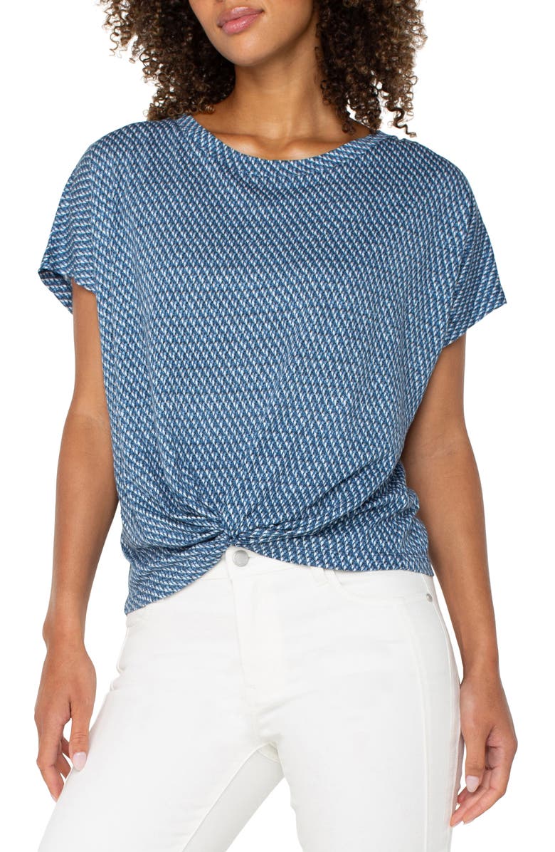 Liverpool Los Angeles Short Sleeve Twist Hem Top, Main, color, 