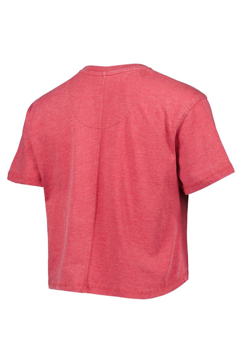 Women's Pressbox Crimson Oklahoma Sooners Edith Vintage Burnout Crop T-Shirt, Alternate, color, Crimson
