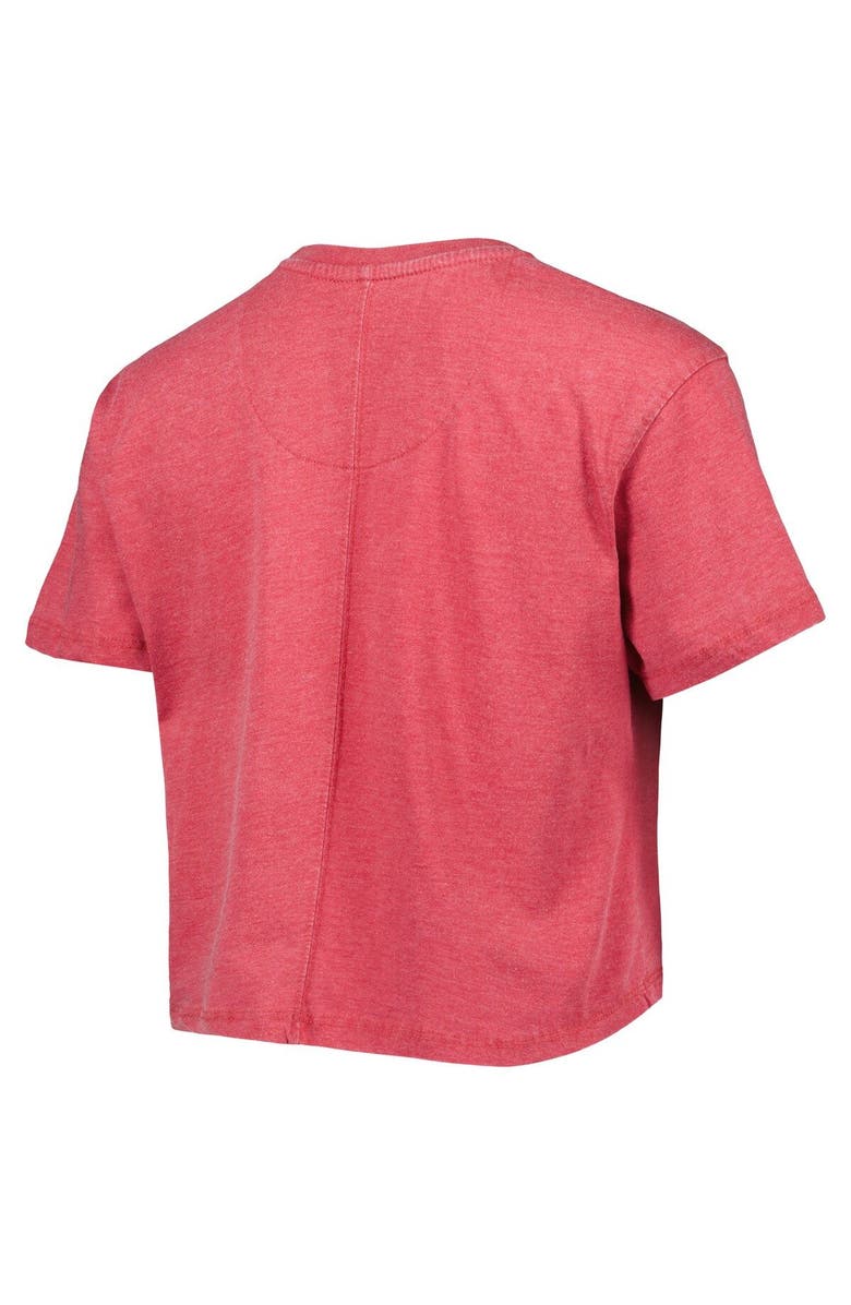 PRESSBOX Women's Pressbox Crimson Oklahoma Sooners Edith Vintage Burnout Crop T-Shirt, Alternate, color, Crimson