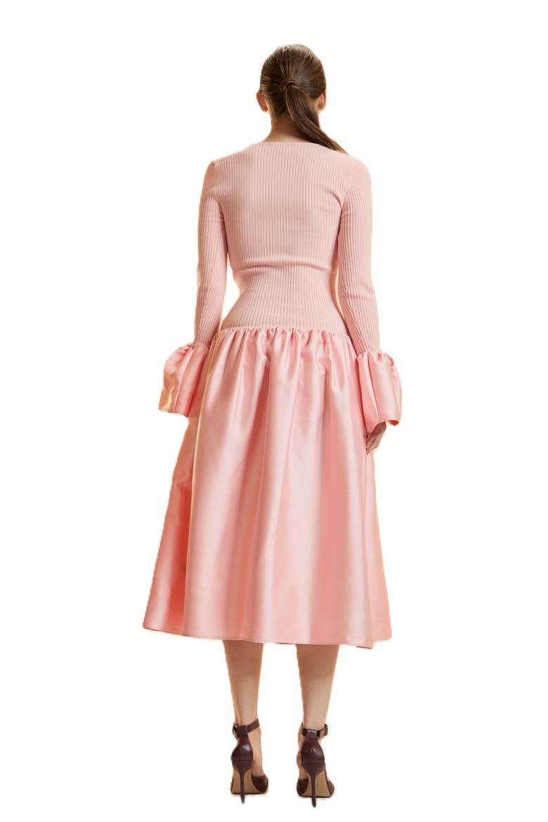 Rib Knit Silk Wool Combo Dress, Alternate, color, Pink