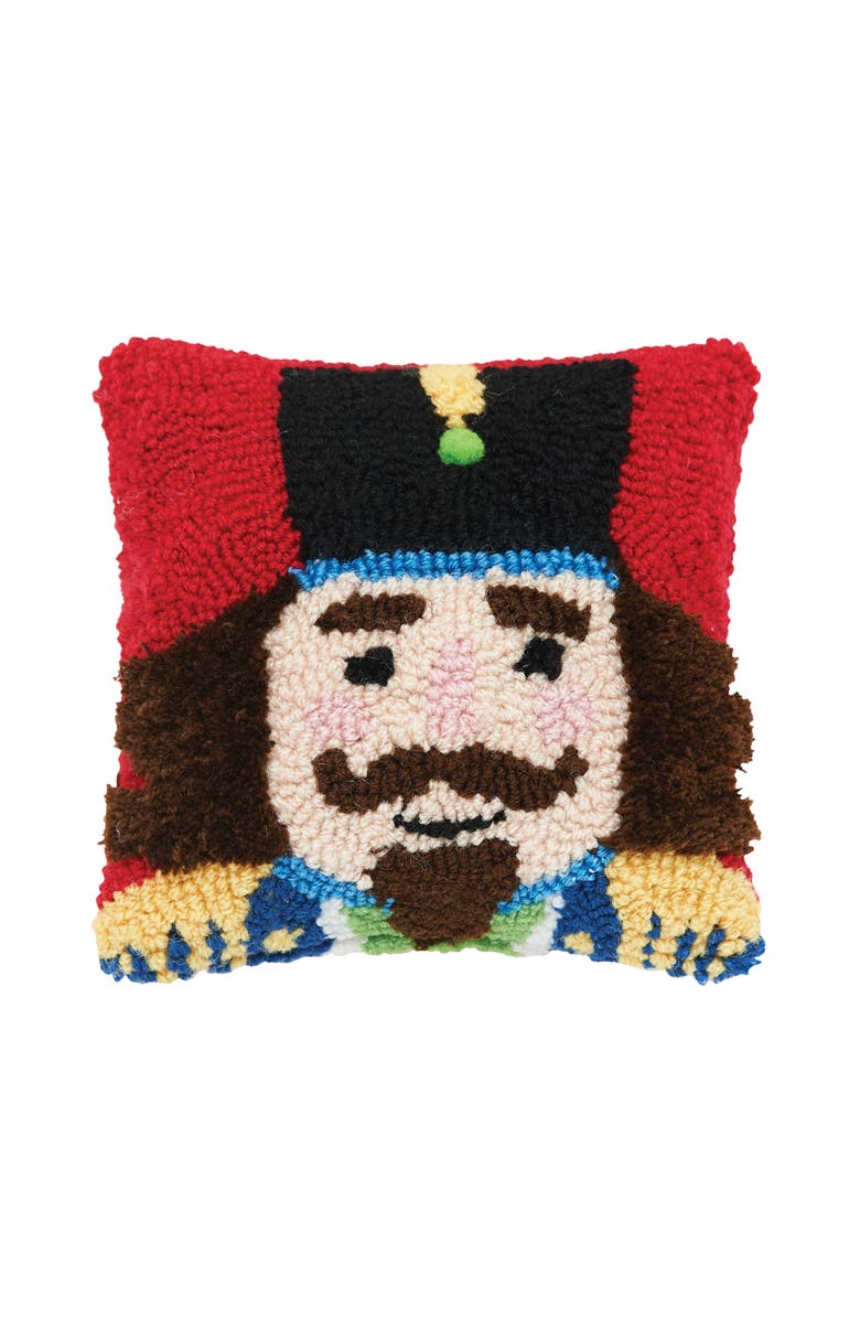C&F Home Nutcracker Hooked Small Christmas Accent Pillow, 8" x 8", Main, color, Red