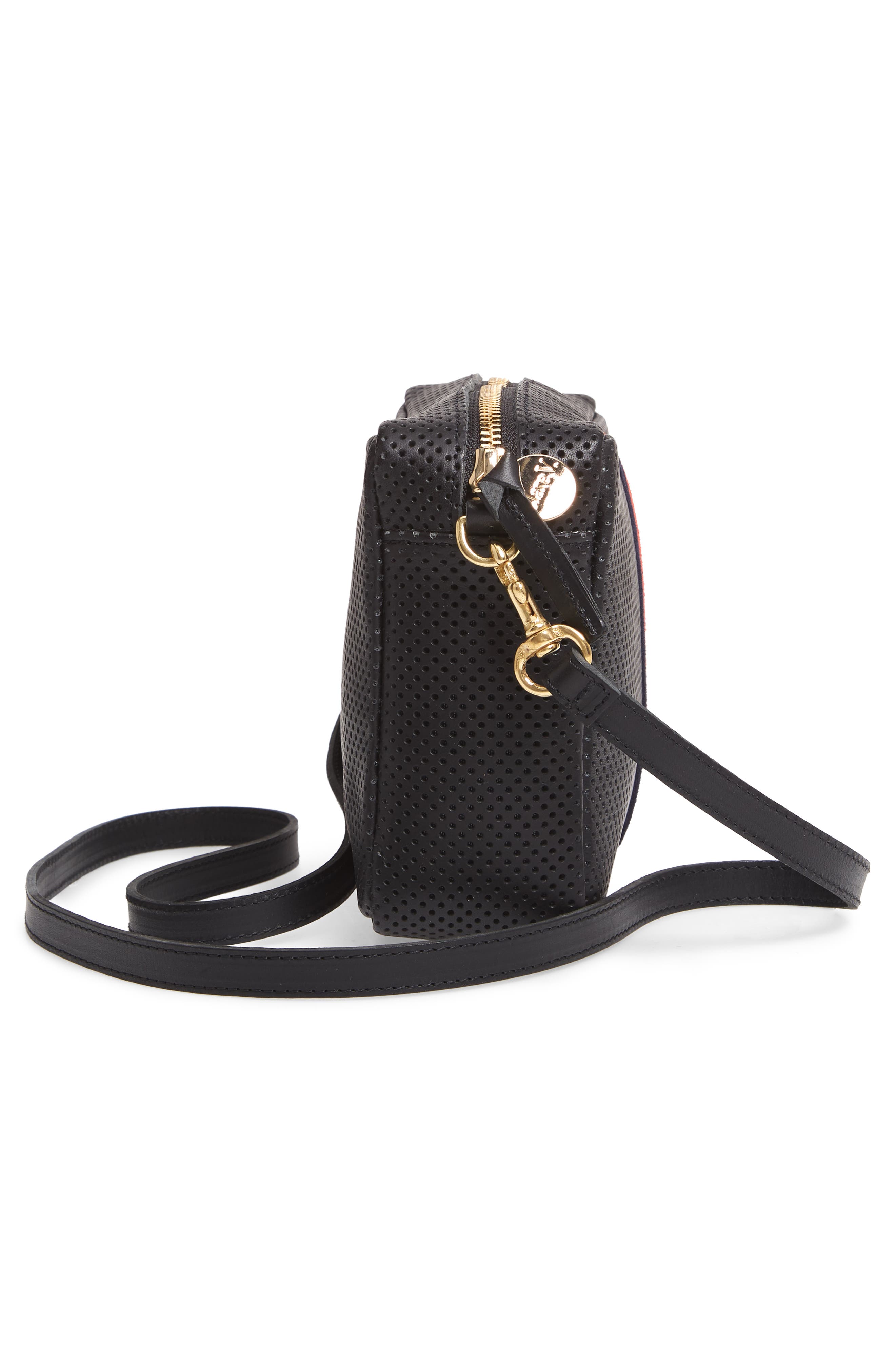 Clare V. Midi Sac Perforated Leather Crossbody Bag, Alternate, color, 