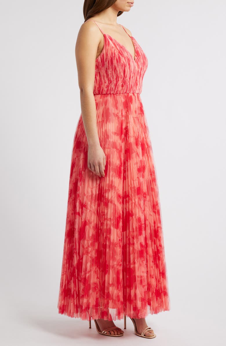 Hutch Print Pleated Sleeveless Maxi Dress, Alternate, color, Red Lipstick