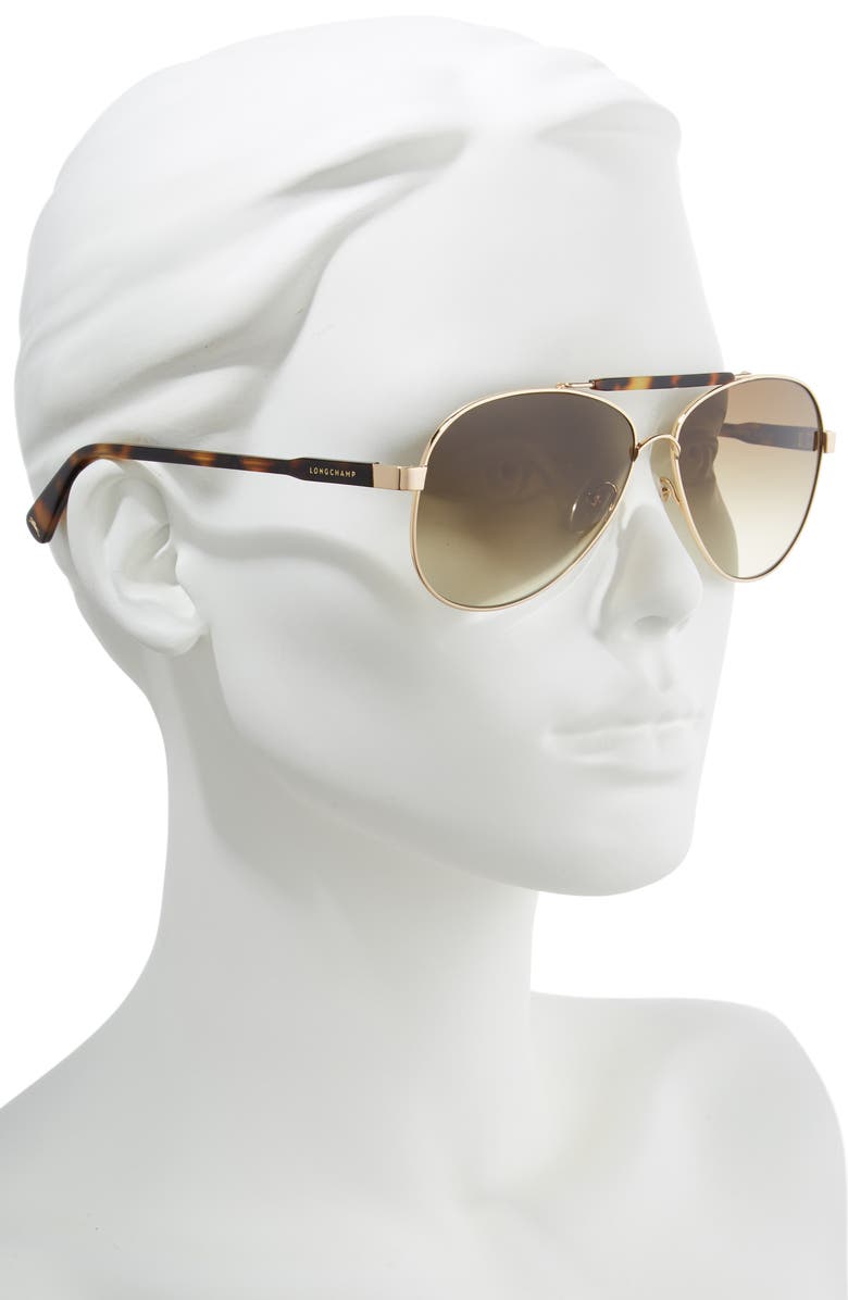 Longchamp Le Pliage 61mm Aviator Sunglasses, Alternate, color,