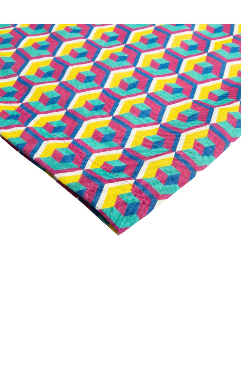 La DoubleJ Large Tablecloth (180X350) Cubo Giallo/Fuxsia, Alternate, color, 