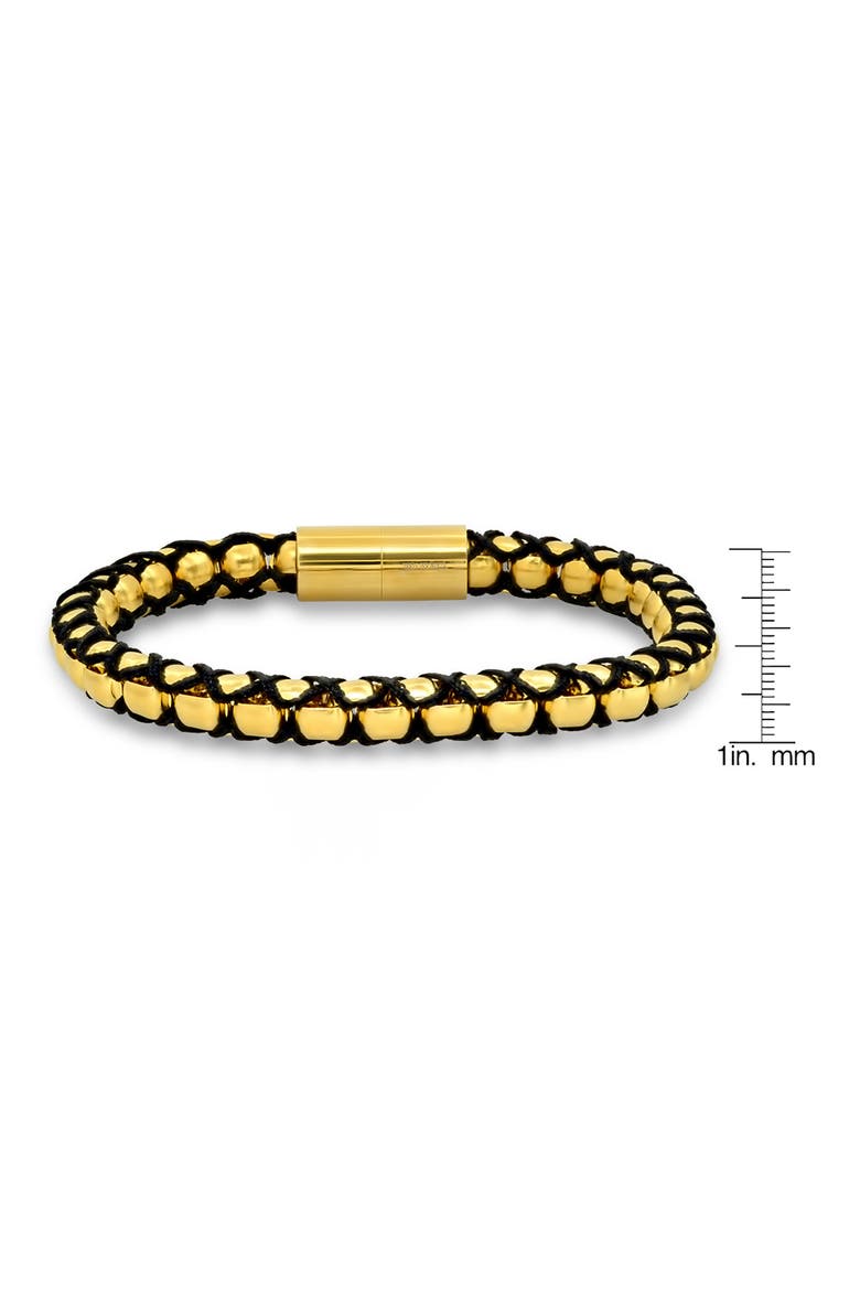 Mens' 18K Gold Plate Stainless Steel Woven Chain Bracelet, Alternate, color, GOLD/ BLACK