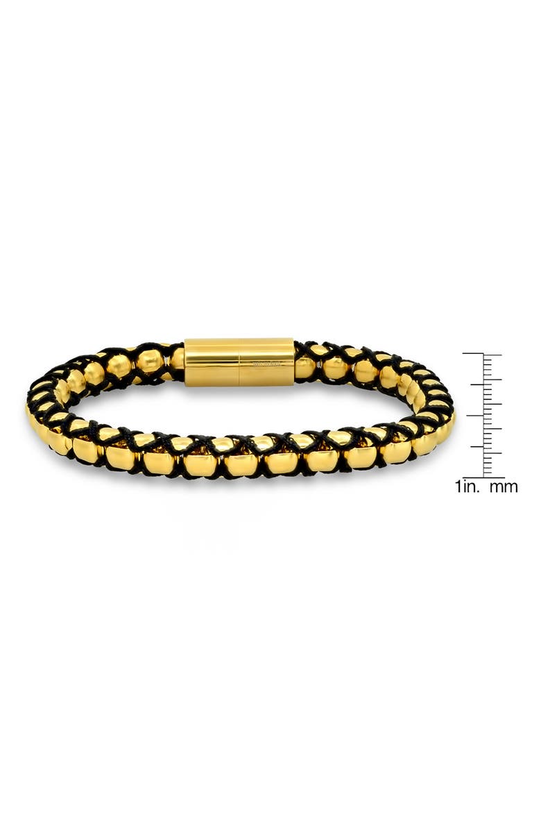 HMY JEWELRY Mens' 18K Gold Plate Stainless Steel Woven Chain Bracelet, Alternate, color, Gold/ Black