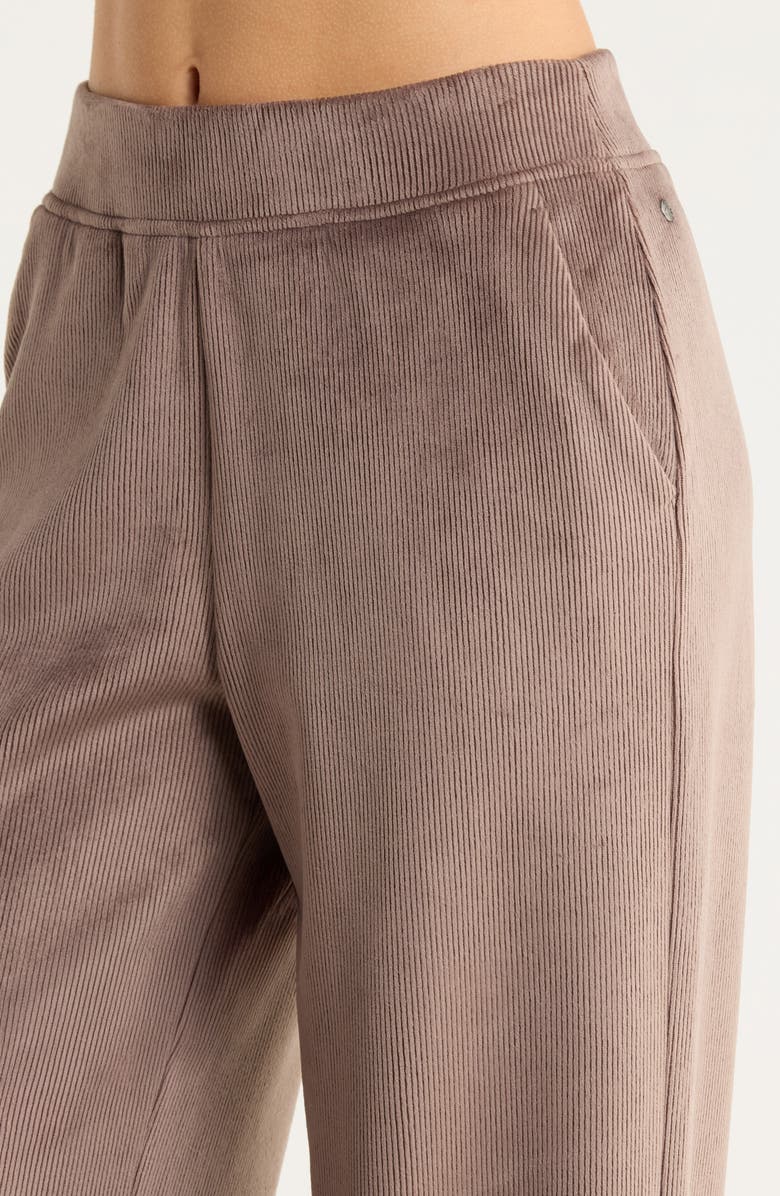 Zella Wide Leg Rib Velour Pants, Alternate, color, Brown Quartz