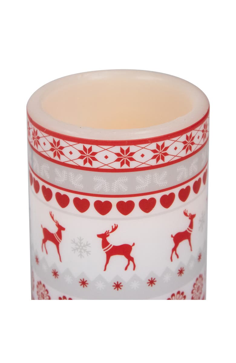 Northlight LED Flameless Flickering Nordic Reindeer Wax Pillar Christmas Candles - 6" - Set of 3, Alternate, color, White