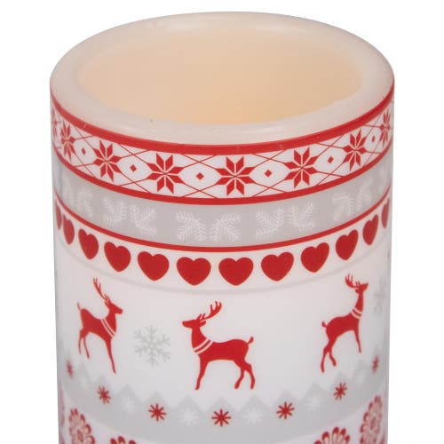 Northlight Led Flameless Flickering Nordic Reindeer Wax Pillar Christmas Candles In Pink