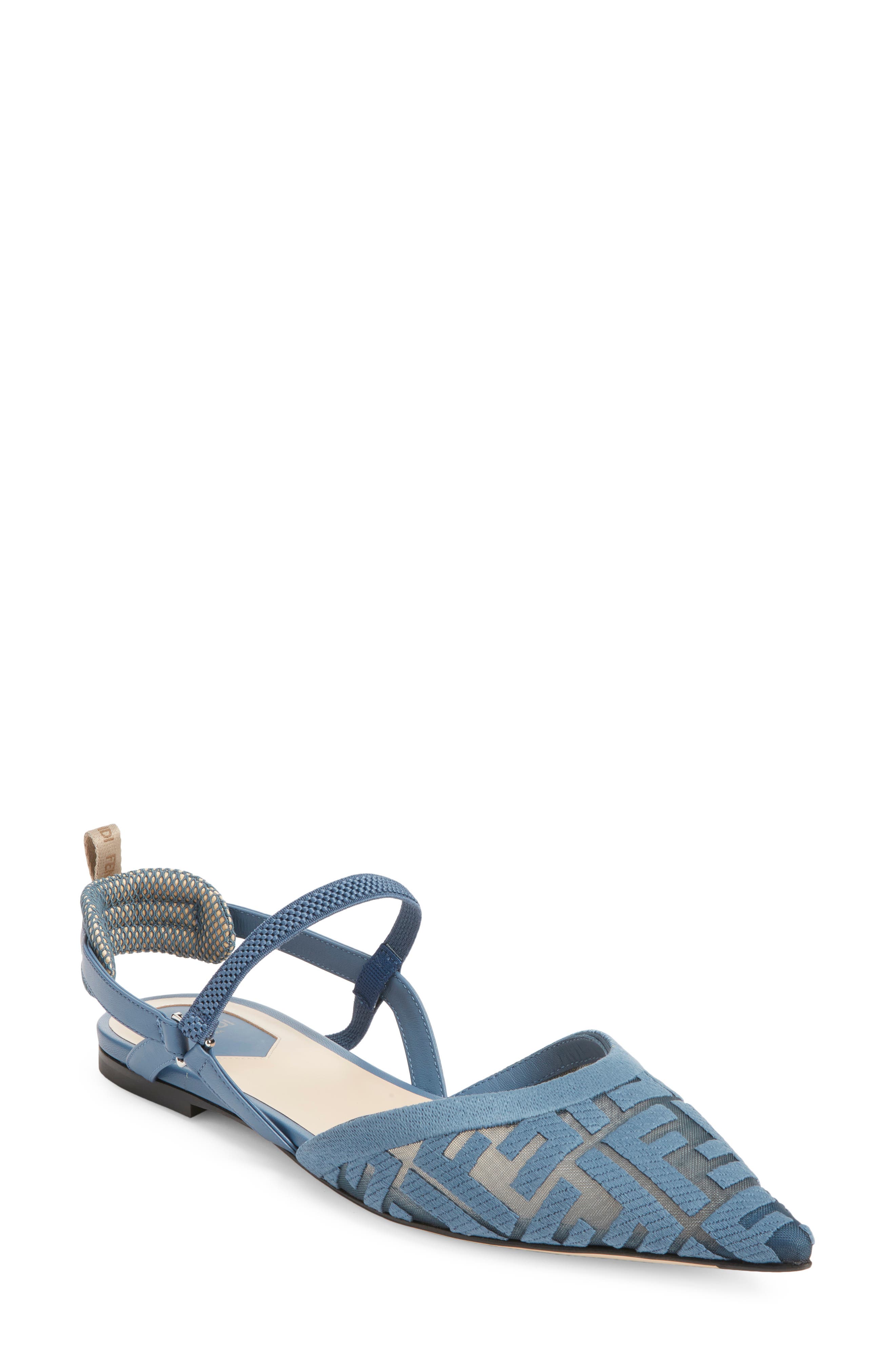 Fendi Colibrì Lite Pointed Toe Mesh Flat, Main, color, F1xhp Deep Mirto