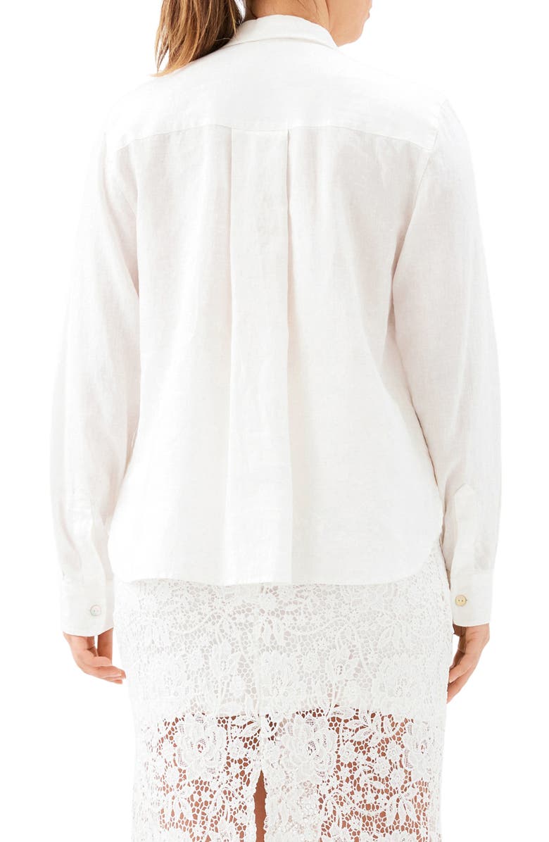 Karen Kane Linen Button-Up Shirt, Alternate, color, Off White