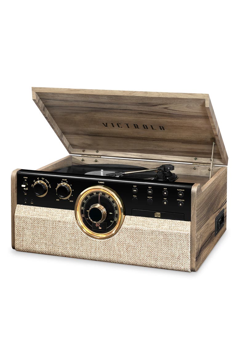 Empire 6 in 1 Wood Record Player, Main, color, Farmhouse Walnut