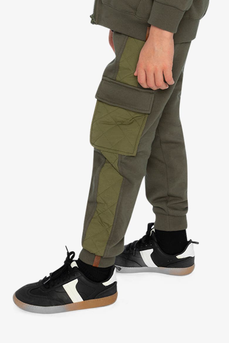 Fleece Bi-Material Quilted Cargo Pocket Sweatpants, Alternate, color, Green