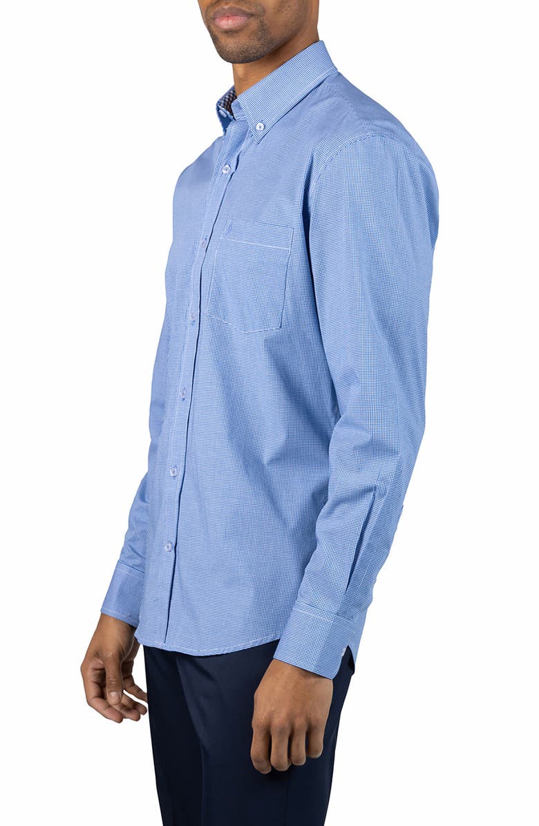 TailorByrd Micro Gingham Stretch Cotton Button-Up Shirt, Alternate, color, Royal