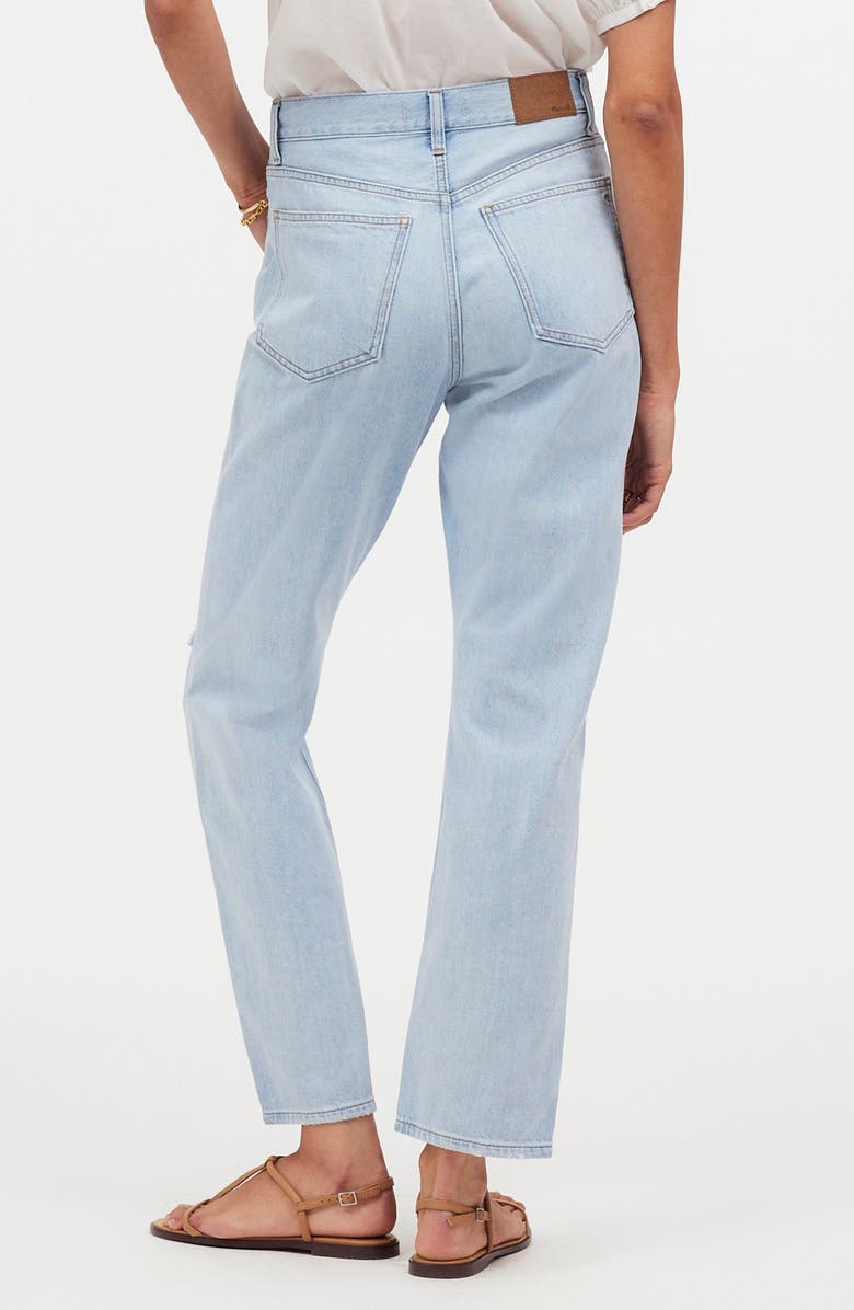 Madewell The Perfect Summer '90s Ripped High Waist Crop Straight Leg Jeans, Alternate, color,