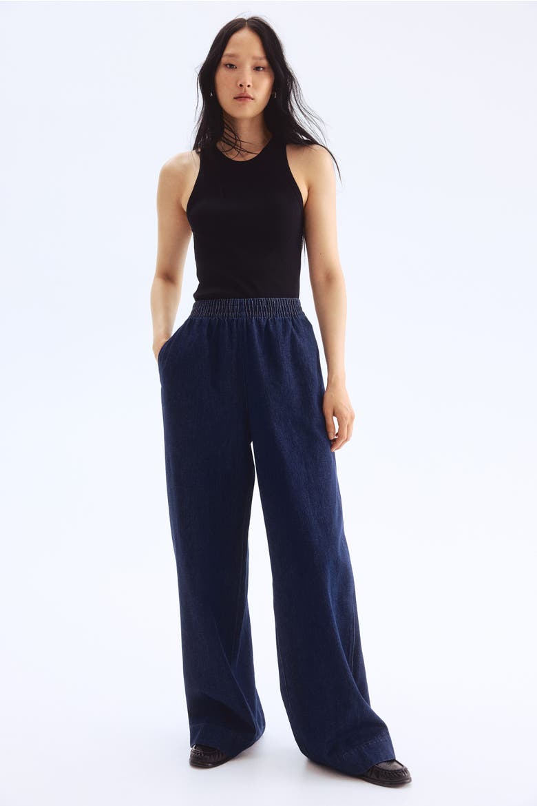 Pull-on Denim Trousers, Main, color, Dark denim blue