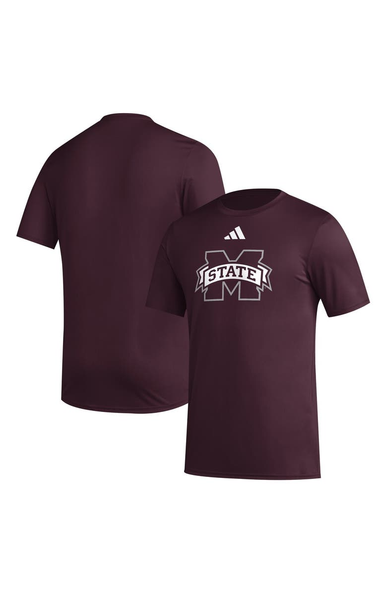 adidas Men's adidas Maroon Mississippi State Bulldogs Primary Locker Logo Pre-Game AEROREADY T-Shirt, Main, color, 