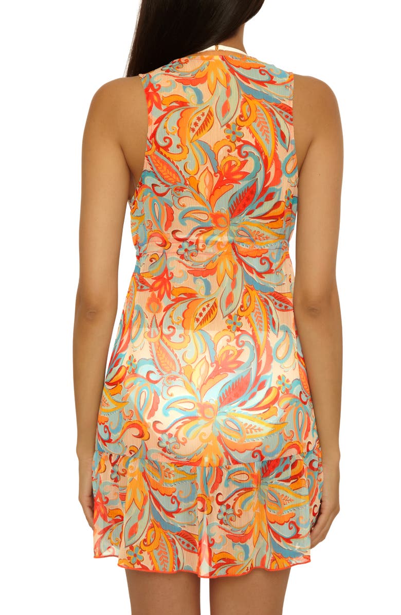 Lucky Brand Phuket Semisheer Chiffon Cover-Up Tunic, Alternate, color, Orange Multi