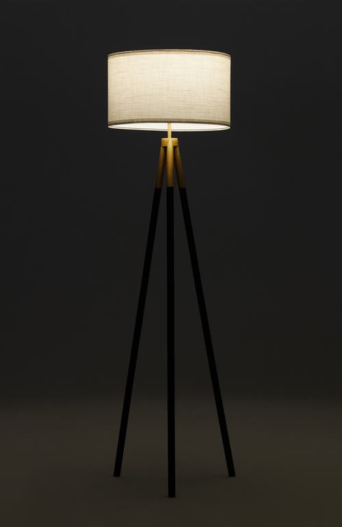 Brightech Levi 61" Modern Led Floor Lamp With Gold Accent, Bulb Included In Black