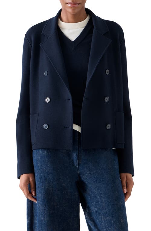 Akris punto Milano Knit Double Breasted Jacket in Navy at Nordstrom, Size 6