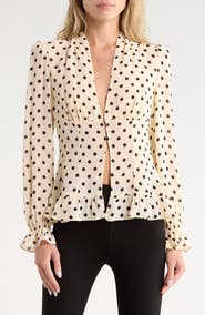 Reformation Maple Cream Dot Blouse