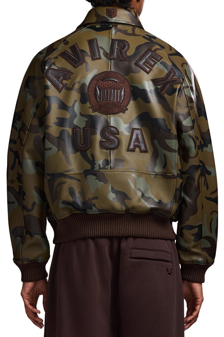 Camo Icon Leather Jacket, Alternate, color, CAMO