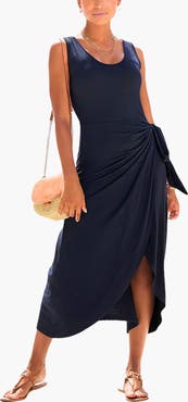 LASCANA Women's Sleeveless Wrap Look Dress