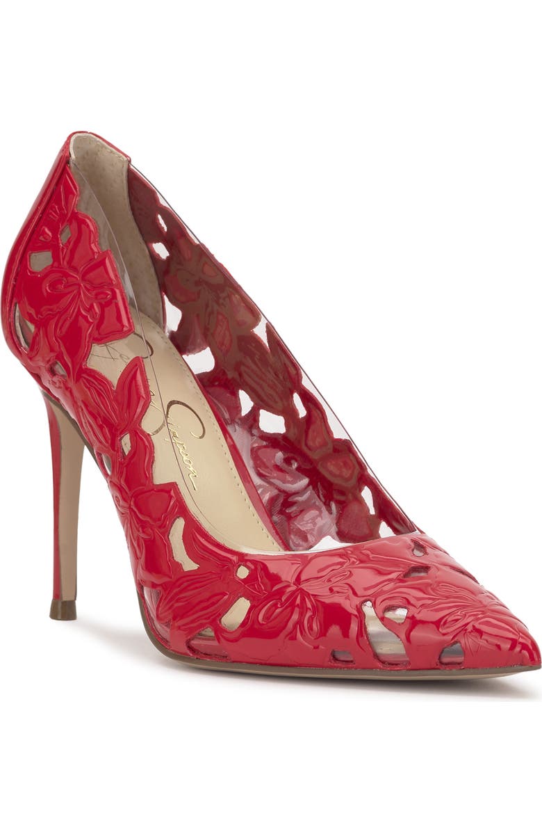 Jessica Simpson Erinia Pointed Toe Pump, Main, color, Red Muse Patent