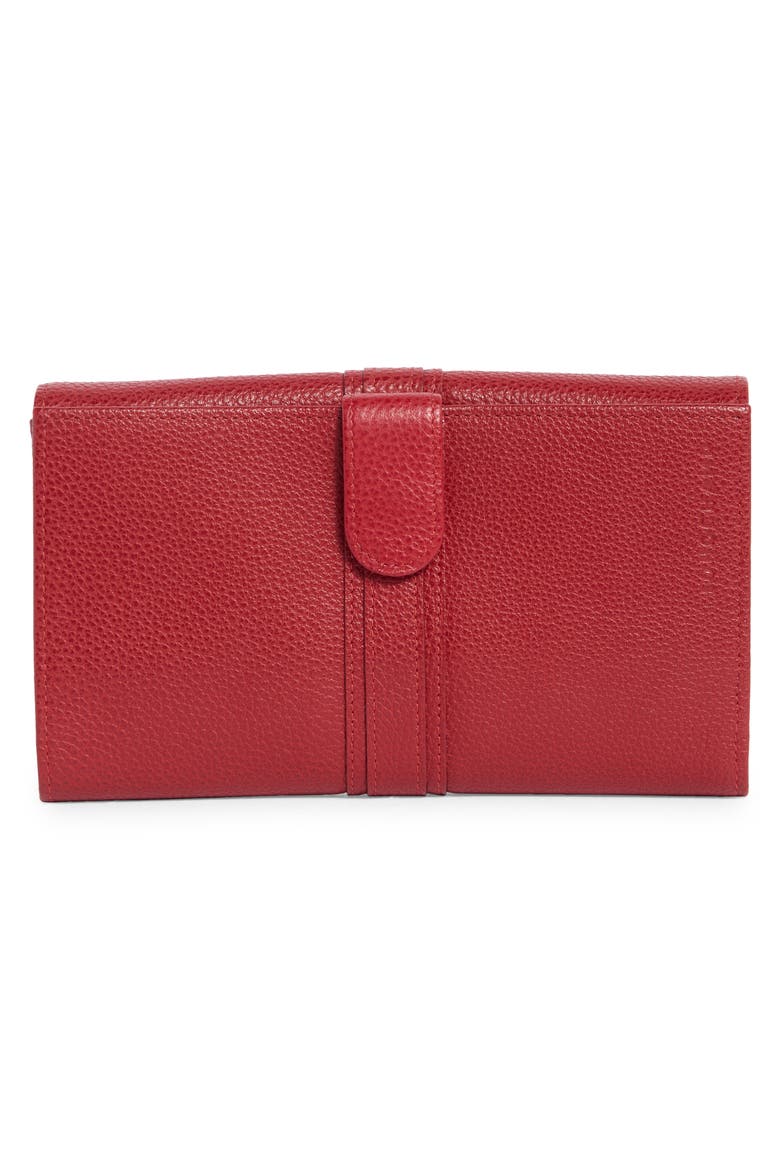 Buckle Leather Wallet, Alternate, color, VERMILLION