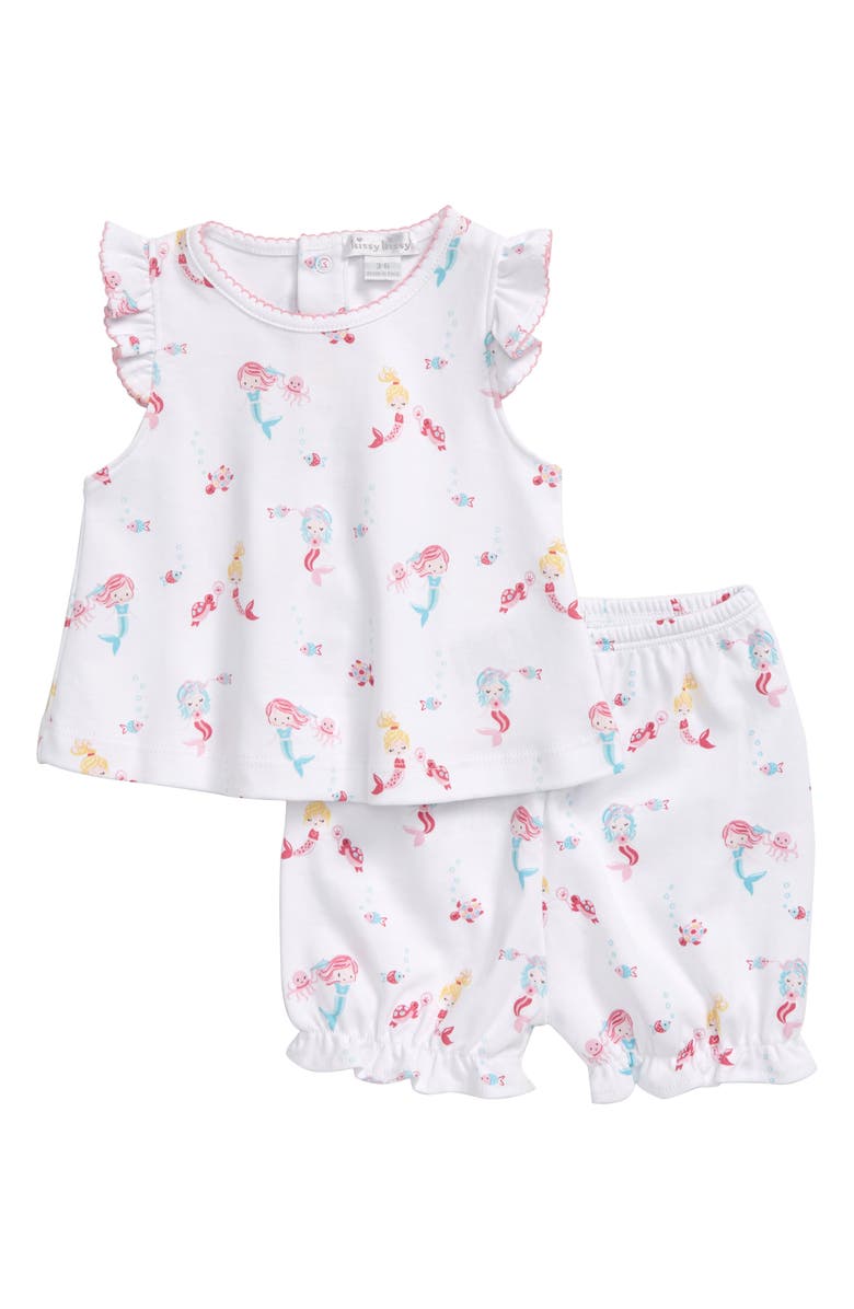 Kissy Kissy Mermaid Glamour Print Ruffle Tank & Shorts Set, Main, color,
